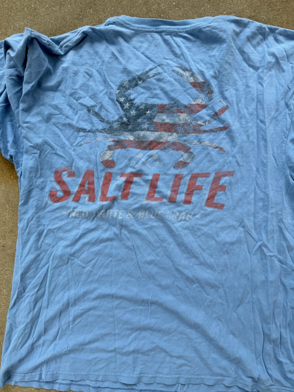 Salt Life Men's Sky Blue Pocket Tee with Red Logo